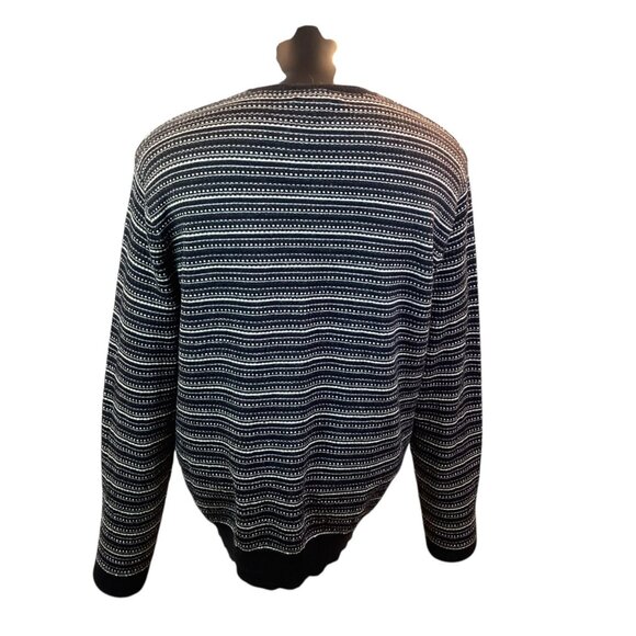 Polo Golf Ralph Lauren Mens Black & White Merino Wool Sweater L Striped Pattern - Picture 6 of 9